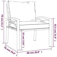 Tuinstoel met grijze kussens 68x76x79 cm staal - thumbnail