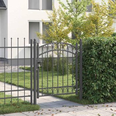 Hekpoort met slot Grijs 125 x 100 cm Poedergecoat staal