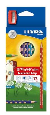 Lyra Groove dunne kleurpotloden, l: 18 cm, vulling 3,3 mm, diverse kleuren, 12 stuk/ 1 doos
