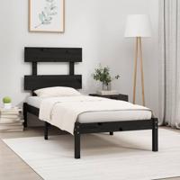 Bedframe massief hout zwart 100x200 cm - thumbnail