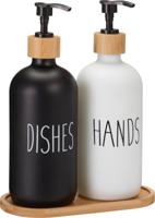 Zeepdispenser set glas 2x500ml incl. onderzetter - thumbnail
