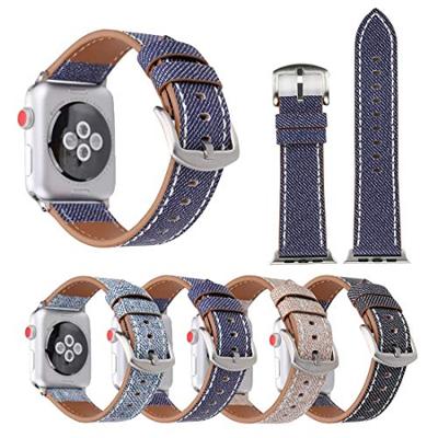 Denim Pattern Echt Leren bandje - Licht bruin - Geschikt voor Apple Watch 44mm / 45mm / 46mm / 49mm