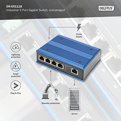 Digitus DN-651118 Industrial Ethernet Switch 5 poorten 10 / 100 / 1000 MBit/s Digitus DN-651118 Industrial Ethernet Switch 5 poorten 10 / 100 / 1000 MBit/s