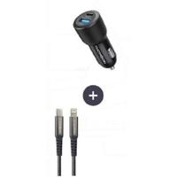 Oplader + kabelpakket - THOMSON - 60 W autolader - C naar L 5A kabel - Lengte 1,5 m - thumbnail