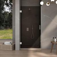 Fortifura Galeria Douchedeur - 70x200cm - scharnieren - deurgreep - vlak - rookglas - Mat wit SW1122556/SW1122562 - thumbnail