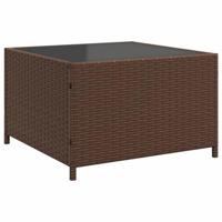Tuinbank met tafel en kussens L-vormig poly rattan bruin - thumbnail