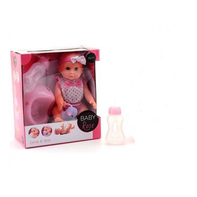 Baby Rose drink- en plaspop 25cm