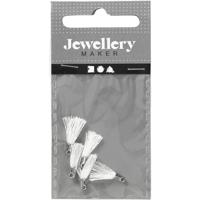 Creativ Company Tassel, l: 10 mm, gatgrootte 1 mm, wit, 5 stuk/ 1 doos - thumbnail