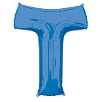 Folieballon Blauwe Letter &apos;T&apos; - Groot - thumbnail