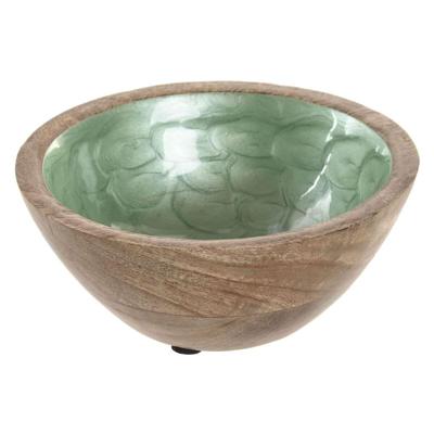 Aperitiefschaaltje Home ESPRIT Groen Natuurlijk Mangohout Modern Coating 15 x 15 x 6,5 cm