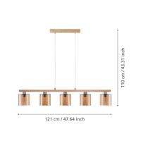 Eglo Eetkamer hanglampCastralvo houtbruin met amber glas - 901292 - thumbnail