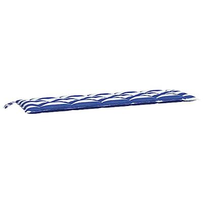 Bankkussens 2 st 180x50x7 cm stof gestreept wit en blauw