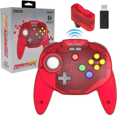 Tribute 64 2.4 GHz Wireless Controller V2 (Red) (Retro-bit)