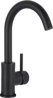Saqu Crossed wastafelmengkraan met ronde uitloop mat zwart - thumbnail