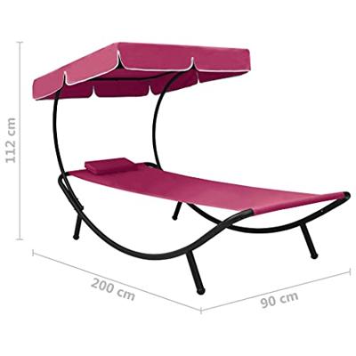 VidaXL Loungebed met luifel en kussen roze