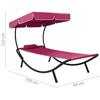 VidaXL Loungebed met luifel en kussen roze - thumbnail