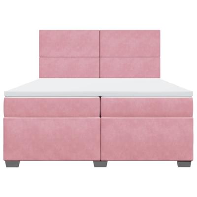 Boxspring met matras fluweel roze 200x200 cm