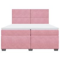 Boxspring met matras fluweel roze 200x200 cm - thumbnail