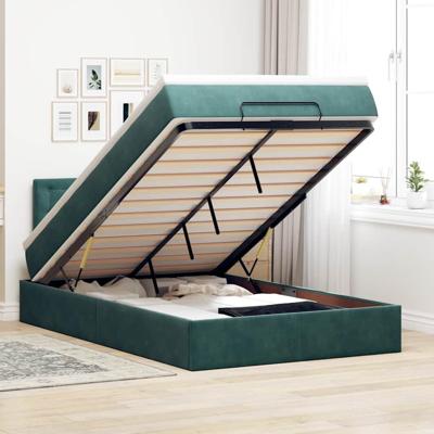 Ottoman bed met matras en LED's 120x200cm fluweel donkergroen