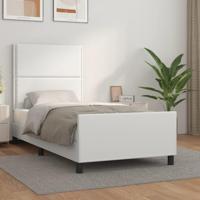 Bedframe met hoofdbord kunstleer wit 80x200 cm - thumbnail