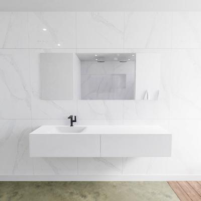 Badkamermeubel Lagom Hangend 180x30x45cm Wit Glans Solid Surface Wastafel Cloud 1 Kraangat Links met 2 Lades Badkamermeubel Lagom Hangend 180x30x45cm Wit Glans Solid Surface Wastafel Cloud 1 Kraangat Links met 2 Lades
