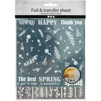 Creativ Company Deco folie en transfervel, lente bloemen, vel 15x15 cm, zilver, turquoise, 2x2 vel/ 1 doos - thumbnail