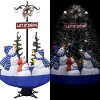 Kerstboom sneeuwend met paraplubasis 170 cm PVC blauw - thumbnail