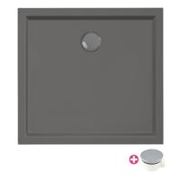 Douchebak Xenz Mariana | 80x75x4 cm | Incl.Afvoersifon-Chroom | Acryl | Rechthoekig | Antraciet mat - thumbnail