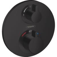 Hansgrohe Ecostat Regendoucheset Inbouw Wanduitloop met Handdouche en Hoofddouche 30cm Thermostaat Rond Zwart - thumbnail