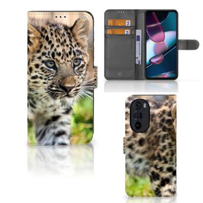 Motorola Edge 30 Pro | Telefoonhoesje | Met pasjeshouder | Baby Luipaard Motorola Edge 30 Pro | Telefoonhoesje | Met pasjeshouder | Baby Luipaard