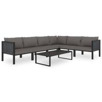 7-delige Loungeset met kussens poly rattan antraciet - thumbnail
