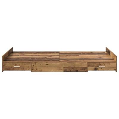 Opbergbedframe met lade Oud hout 120 x 200 cm Bewerkt hout