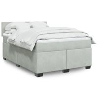 Boxspring met matras fluweel lichtgrijs 160x200 cm - thumbnail