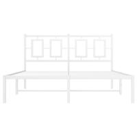 Bedframe met hoofdbord metaal wit 140x190 cm - thumbnail