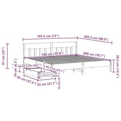 Bedframe zonder matras massief grenenhout 180x200 cm