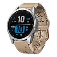 By Qubix - Flower siliconen bandje - Beige - Compatible met Garmin Fenix 7s/6s/5s / Instinct 2s / Epix Pro Gen 2 (42mm) - Compatible Garmin bandje - Bandbreedte: 20mm - thumbnail