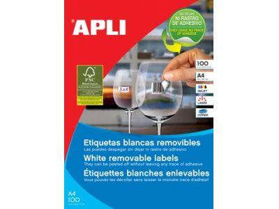 Apli afneembare witte etiketten ft 64,6 x 33,8 mm (b x h), 2.400 stuks, 24 per blad (3056)