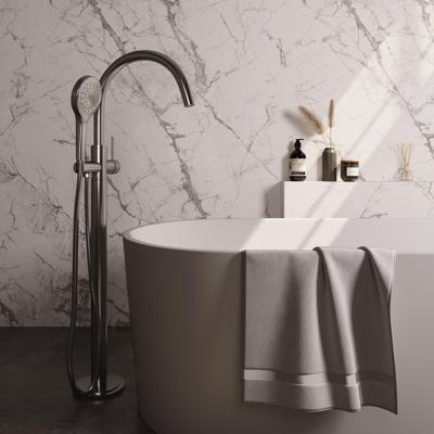 Badkraan Vrijstaand Brauer Brushed Carving met Handdouche 3-Standen Geborsteld RVS Brauer