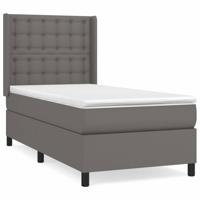 Boxspring met matras kunstleer grijs 80x200 cm - thumbnail
