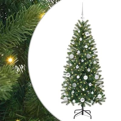 Kunstkerstboom met 150 LED met standaard Groen 150 cm PE en PVC