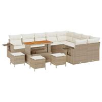 Tuinbankenset 13 pcs Beige poly rattan - thumbnail