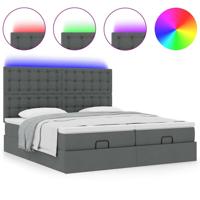 Ottoman bed met matrassen en LED's 180x200cm stof donkergrijs - thumbnail