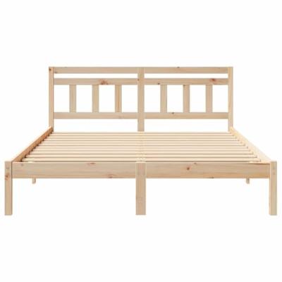 Bedframe met hoofdeinde Bruin 140 x 200 cm Massief grenenhout