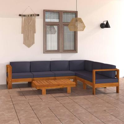 7-delige Loungeset met donkergrijze kussens acaciahout