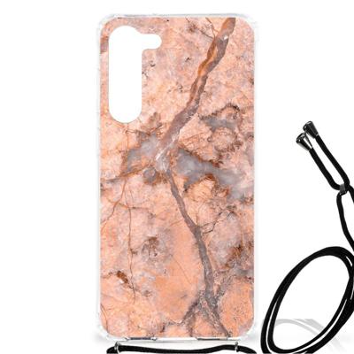 Samsung Galaxy S23 Plus Anti-Shock Hoesje Marmer Oranje Samsung Galaxy S23 Plus Anti-Shock Hoesje Marmer Oranje