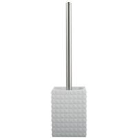 MSV Toiletborstel houder Kubik - kunststeen - wit|zilver - 37 cm - thumbnail