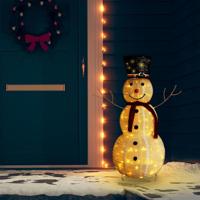 Decoratieve sneeuwpop LED 120 cm luxe stof - thumbnail