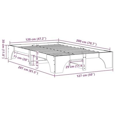 Bedframe Wit 120 x 200 cm Massief grenenhout