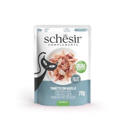 SCHESIR Tuna with hake in jelly - nat kattenvoer - 70g