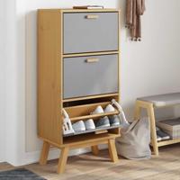 Schoenenkast OLDEN 55x35x120 cm grenenhout grijs en bruin - thumbnail